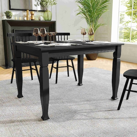 Flash Furniture Grace 47in. Solid Wood Dining Table w/Turned Wooden Legs, HD Rectangle Wood Table for 4, Black KER-T-799-BLK-47-GG